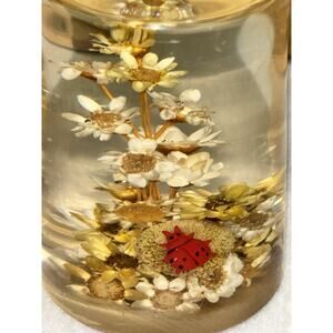 Lucite Paper Weight With Real Flowers Hand Crafted Daisyglas Campbell Calif